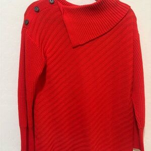 Style & Co. Red Cowl Neck Sweater with Button Accents